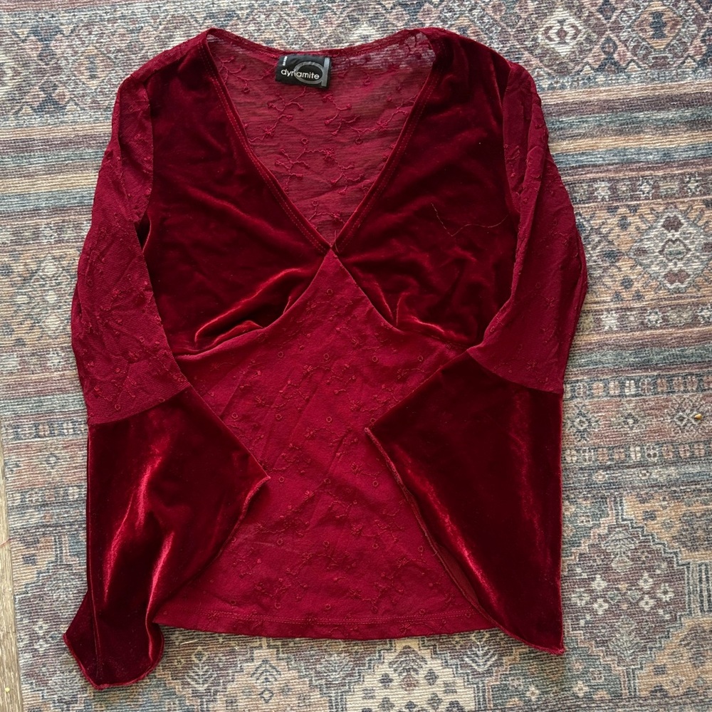 Dynamite Velvet Bell Sleeve Top